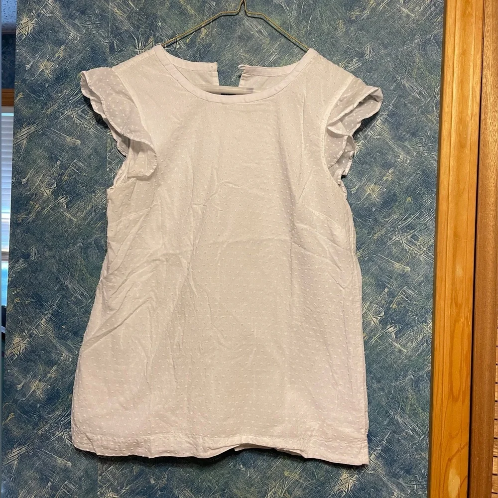 Cotton White Polka Dot Top S - Picture 1 of 8